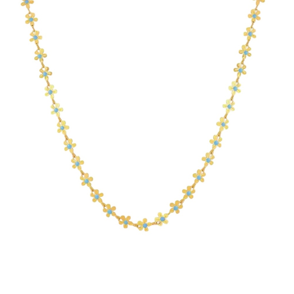 Turquoise Flower Necklace Stainless Steel